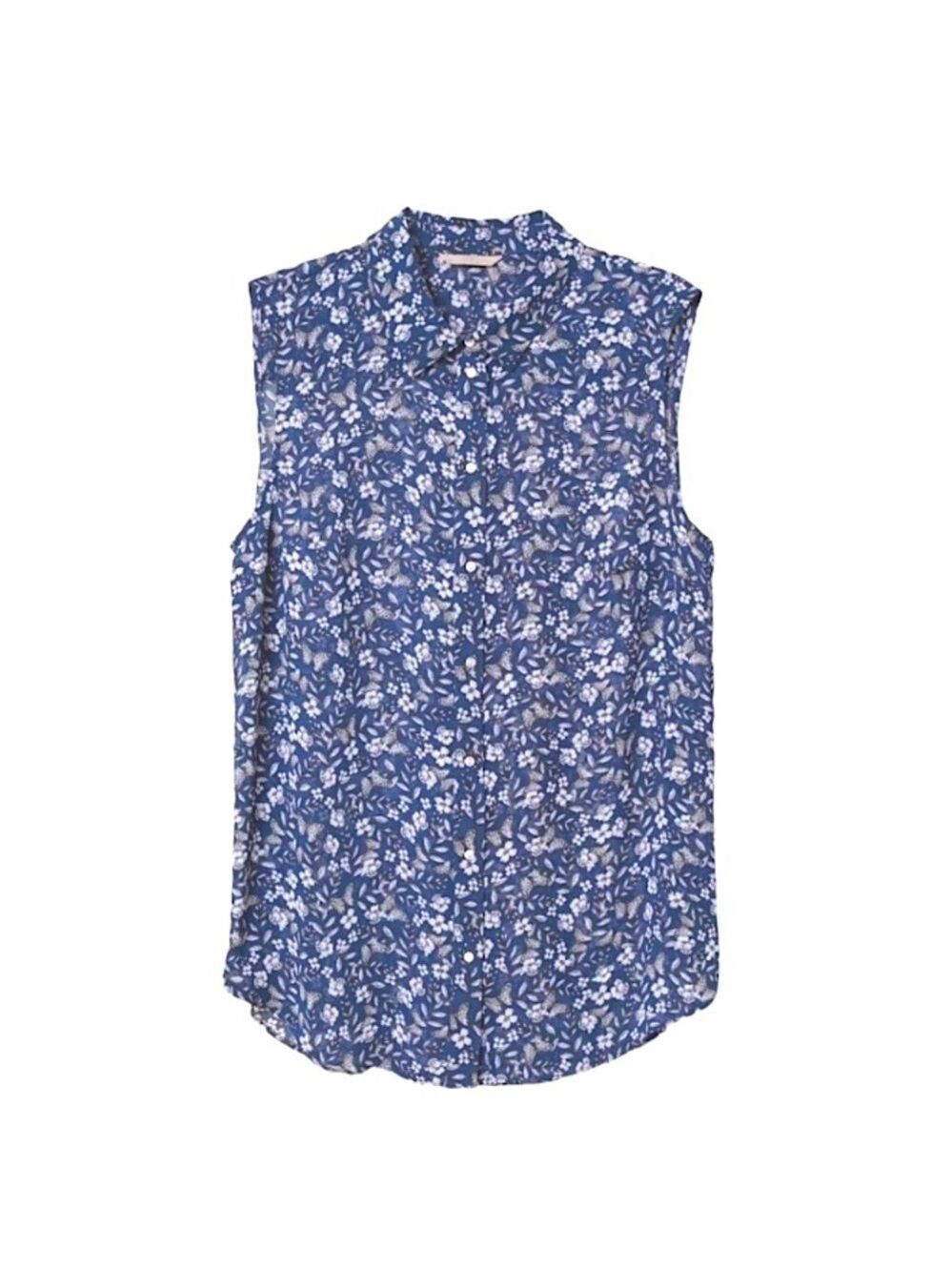 113.H&M sleeveless chiffon floral shirt blouse